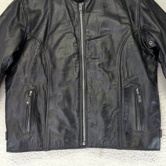 Vintage Unik Black Leather Biker Racing Jacket Cafe Men's 44‎ Quilted Thinsulate - Picture 4 of 13